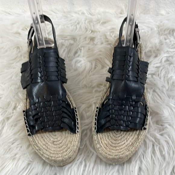 Rebecca Minkoff Womens Gabriel Sandal Black Leather Slingback Espadrille Size 10 - Picture 2 of 12